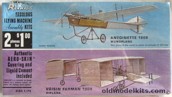 Renwal 1/72 Antoinette 1908 Monoplane and Voisin Farman 1908 Biplane, 212-100 plastic model kit
